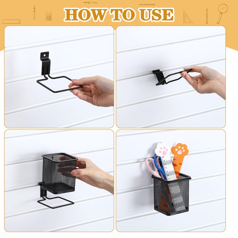 Colingmill 6 Set Slatwall Cups with Hook Black Metal Slatwall