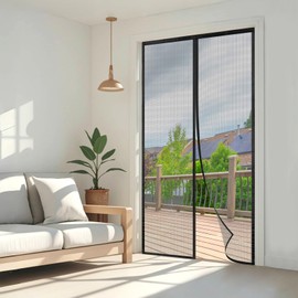 Wzlxcxxy Magnetic Fly Screen Balcony Door, More Durable Fly Screen Door, 75 x 190 cm, Pure Black without Strips, Easy Installation, No Tools Required