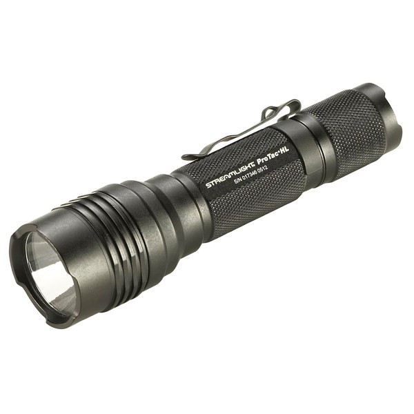 Streamlight 88040 ProTac HL 750-Lumen Professional Tactical Flashlight with CR123A Batteries, and Holster, Black, Clear Retail Packaging