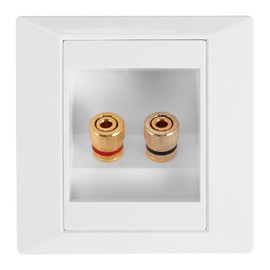 Juwacoo Dual Jack Speaker Wall Socket Connection Port with Gold-Plated Connectors and in-Built Wire Hole, Speaker Wall Plate Speaker Connectors, White