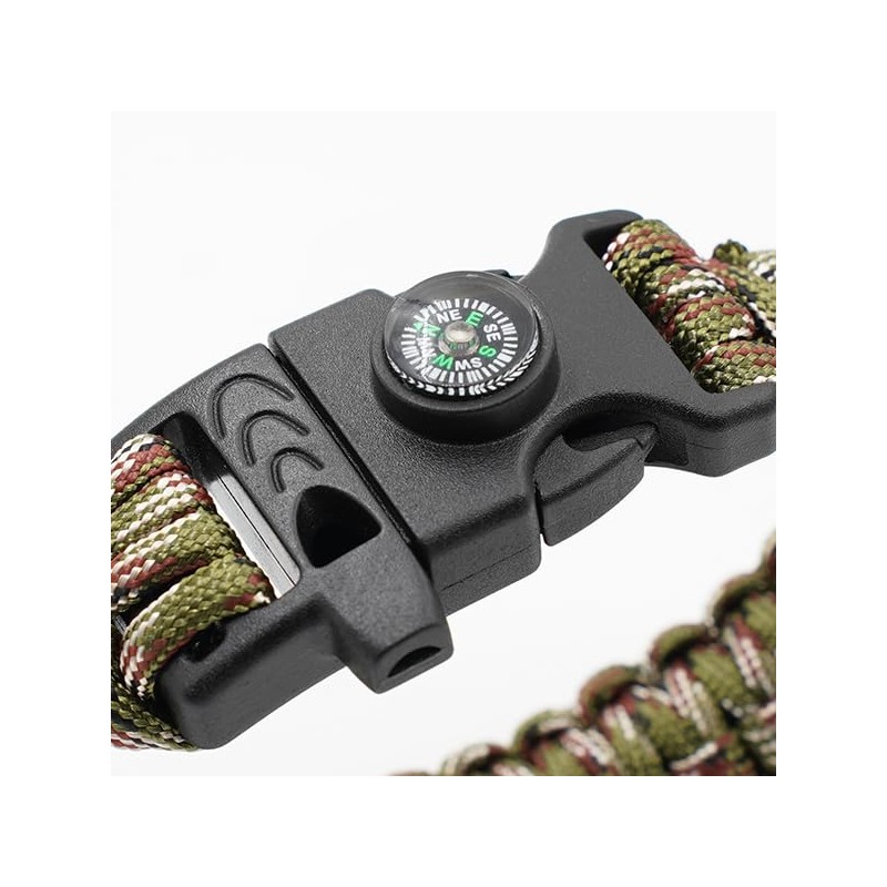8-Pack 3-in-1 Emergency Survival Bracelet with Whistle and Compass, Survival