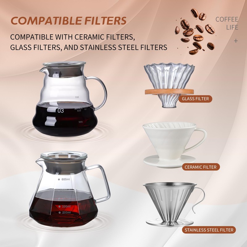 Glass Coffee Server for Drip Coffee Maker, Standard Glass Coffee