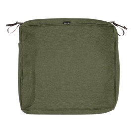 Classic Accessories Montlake Water-Resistant 21 x 19 x 3 Inch Rectangle Outdoor Seat Cushion Slip Cover, Patio Furniture Chair Cushion Cover, Heather Fern Green, Patio Furniture Cushion Covers
