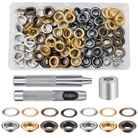 Bestgle 100 Sets Metal Grommets Tool Kit, 10mm Inside Diameter Grommets Eyelets with Install Tools for Clothes Leather Crafts, 4 Colors