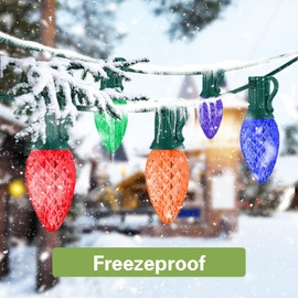 CHYParty C7 Christmas Lights, LED Multicolor Outdoor Christmas String Lights, SMD Colorful C7 Lights for Xmas Tree Wedding Holiday Party Decoration- 25 FT Green Wire