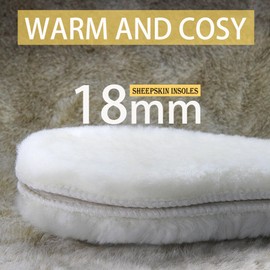 7STROBBS Lambskin Insoles, Winter Warm Insoles for Men and Women, Real Sheepskin Soles, Soft Thermal Thick Shoe Insoles for Wellington Boots, Slippers, Work Shoes, Black, EU 37