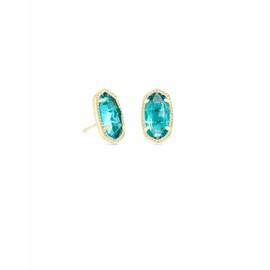 Kendra Scott Ellie Stud Earrings for Women, Fashion Jewelry, 14k Gold-Plated, London Blue