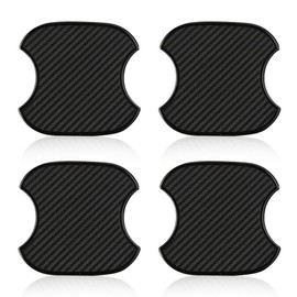 ZIMISI 4PCS Car Door Handle Cup Scratch Protectors, 3D Carbon Fiber Auto Door Bowl Guard Pad, Universal TPU Doors Handle Paint Cover Protective Sticker for Most Vehicles (Medium/Black)