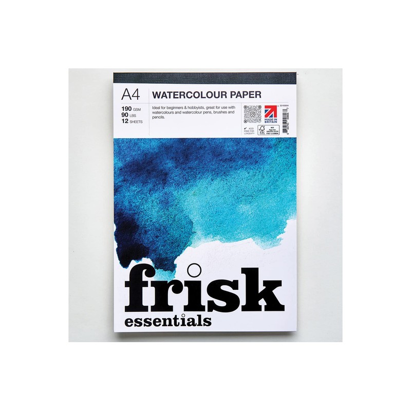 Frisk Essentials Watercolour Paper Pad 190gsm 12sheets A5, White
