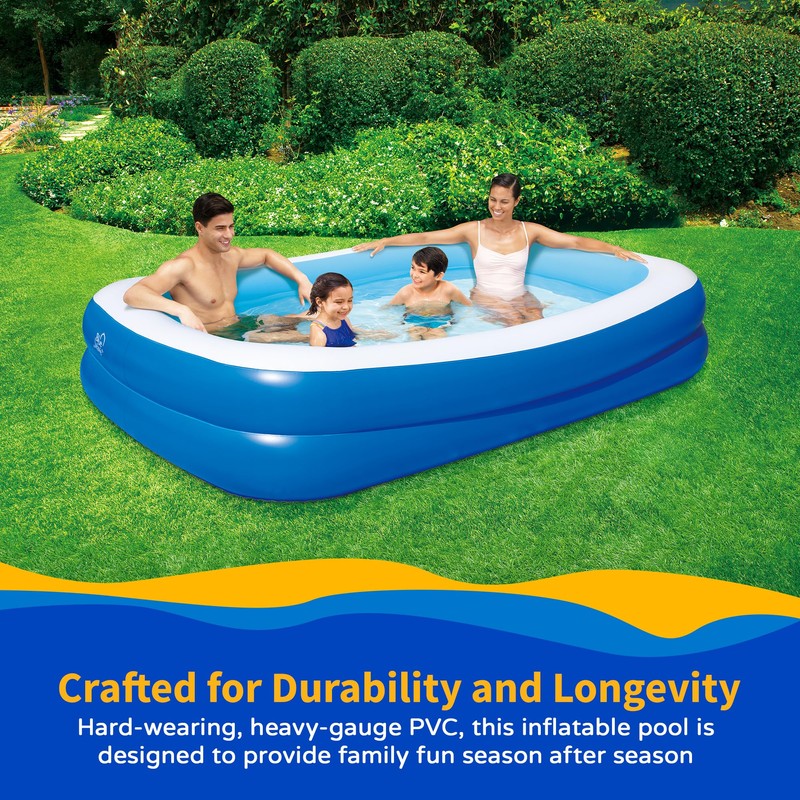 Blue Wave Family Inflatable Pool with Cover – 8.5-ft x
