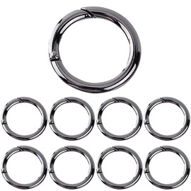 Pack of 10 Carabiner Round Stainless Steel Large Snap Hook Snap Black Round Key Ring Key Ring 40 mm Carabiner Ring Round Carabiner for Wallets Crafts Handbags