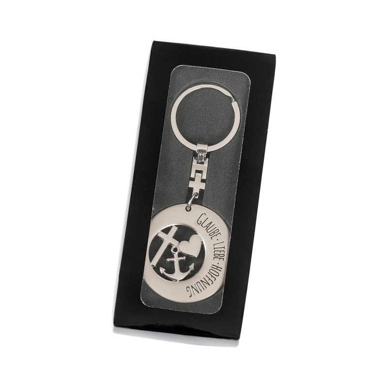 Key Ring Solid Faith Love Hope, silver