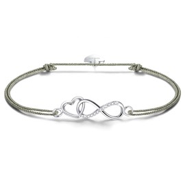 F.ZENI Women’s Bracelet 925 Sterling Silver Infinity Bracelet Sparkle Cubic Zirconia Love Forever Bracelets for Women Girls Jewellery Gift with Gift Box, Silver