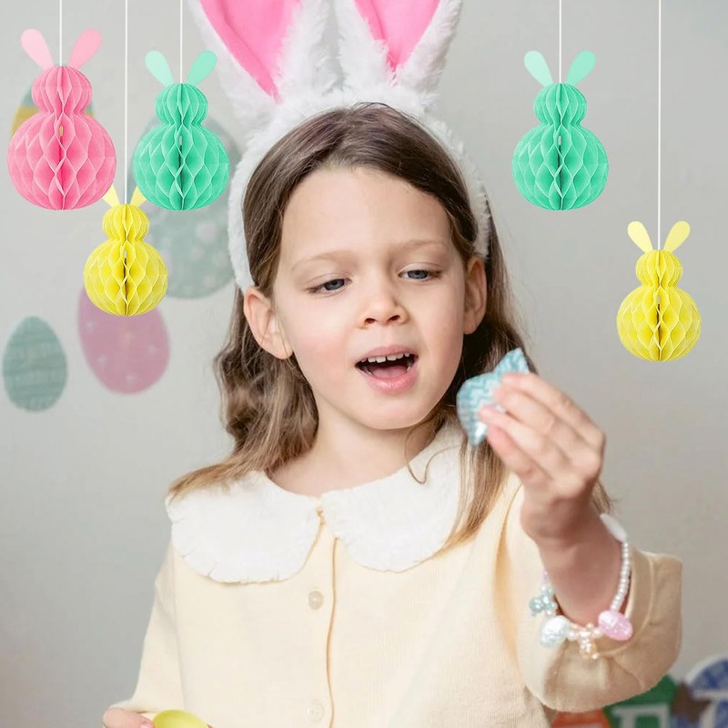 Easter Decorations Hanging Tree Paper Bunny Honeycomb Ball Hanging Pendant