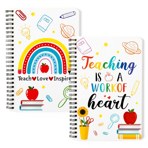 Xqumoi 2Pack A5 Teacher Spiral Notebooks, Teaching is A Work