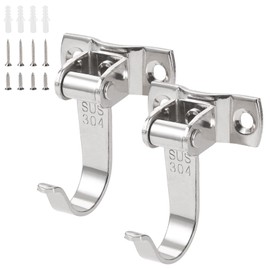 Handship 2Pcs Heavy Duty Garage Hooks, Stainless Steel Garage Storage Utility Hooks Wall Mounted Hook Hangers 360° Rotatable Garden Tool Organizer J Hook for Hanging Home Plants Shovels Rakes