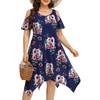 Sun Dresses Women Plus Size Blue Floral Print Beach Cold