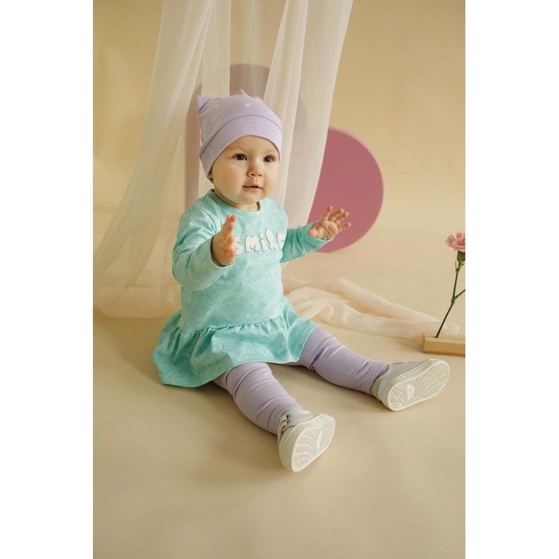 Pinokio Baby Girl Bonnet with Ears Beanie Hat, Purple Lilian