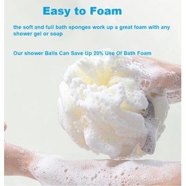 Shower Bath Sponge, Jixik 50g Soft Shower Loofahs Balls for Body Wash Scrubber Cleaning Loofah Bathroom Accessories, 1Pack (White)