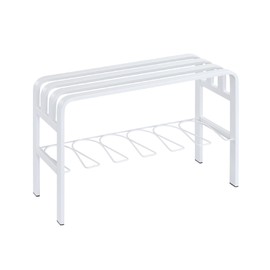Proman Products - Horizontal Steel Shoe Bench, Shoe Organizer for Entryway, Shoe Storage Bench (White)