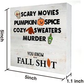 Rustic Thanksgiving Wood Box Sign Country Fall Wooden Box Sign Farmhouse Home Desk Shelf Decor (5 X 5 Inch)