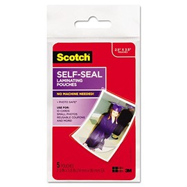 Scotch Self-Sealing Laminating Pouches, Wallet Size (Approx. 2.8″ x 3.8″ Inner) – 5 Pack, Clear Permanent Self Lamination for ID Cards & Photos