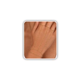 14K Gold Plated Stainless Steel Hand Chain Bracelet for Women Trendy Dainty Ring Bracelet Hand Chain Hypoallergenic Body Jewelry for Everyday Wear Cute Trendy Gifts