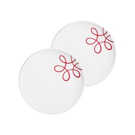 GMUNDNER KERAMIK Pur Flamed Red Set of 2 Dinner Plates Cup Diameter 25 cm Crockery Handmade in Austria