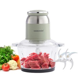 COOKZHOM Green Food Processor,500W Electric Meat Grinder with 8 Cup Glass Bowl and 4 Sharp Blades, Food Chopper & Vegetable Chopper for home use,Meat Processor, Vegetables, Fruits and Nuts
