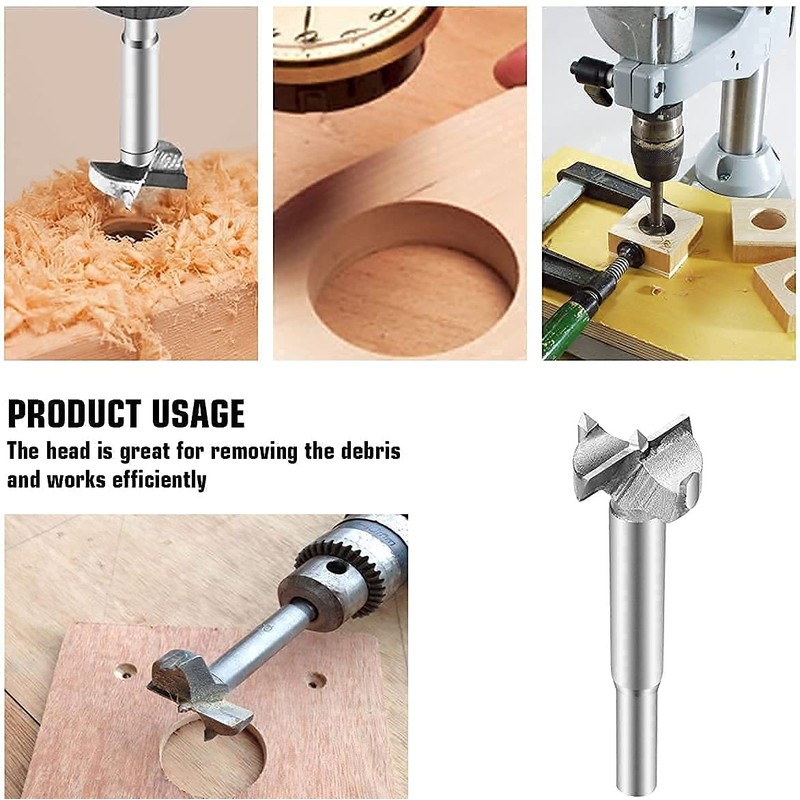 Forstner Drill Bit, 32mm Tungsten Steel Wood Boring Bit, Round