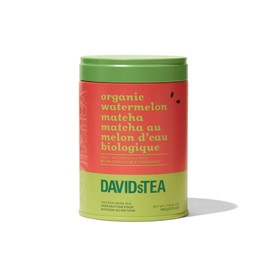 DAVIDsTEA Organic Watermelon Matcha – Green Tea Powder with Refreshing Watermelon Essence – Medium Caffeine – 60g Iconic Tin – A Juicy, Unique Twist on Traditional Matcha for Iced or Hot Drinks