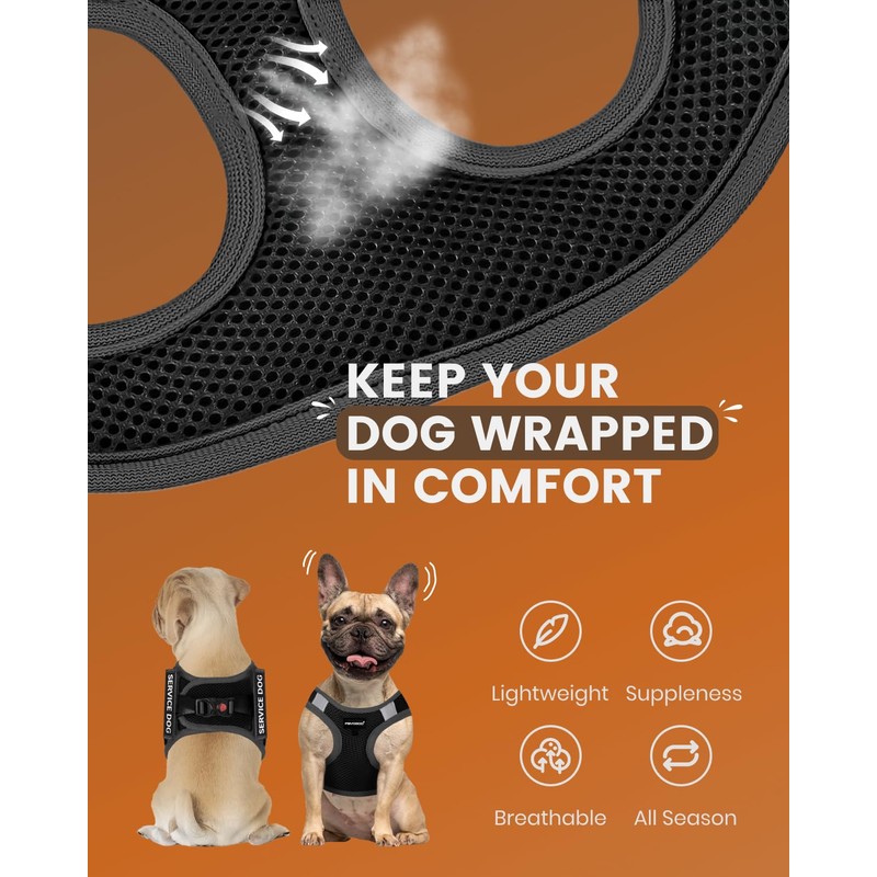FAYOGOO Service Dog Vest for Small Breed - Lightweight Dog