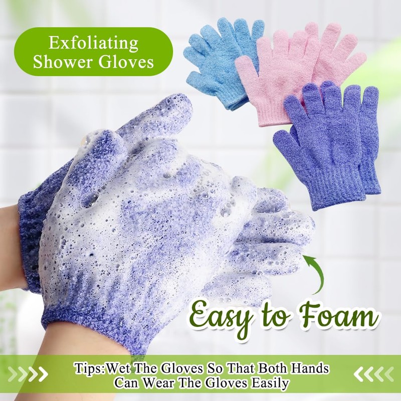 3 Paar Peelinghandschuh, Exfoliating Gloves Peeling-Duschhandschuhe Doppelseitig Körperhandschuh, Peeling Handschuhe