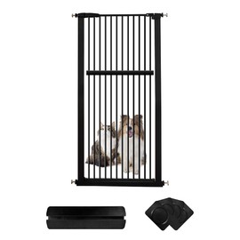 Lumizone Extra Tall Pet Gate 55.12" High Pressure Mounted 30.12"-34.05" Extra Wide (9 Sizes) 1.37" Gap for Cat Dog Stairs Doorway Hallway No Drilling Auto-Close (30.12"-34.05", Black)