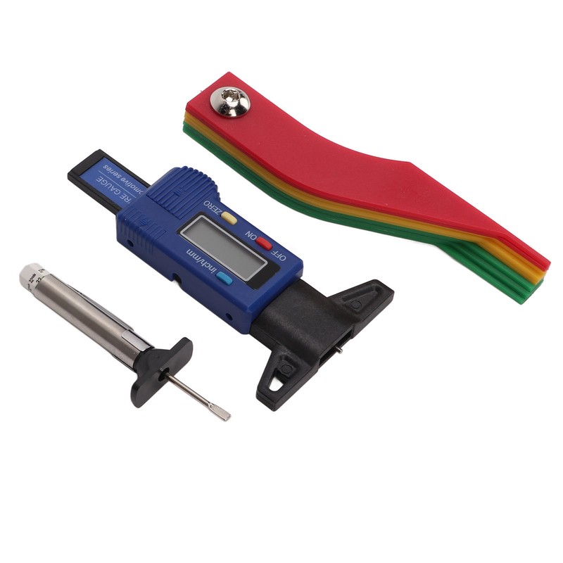 Digital Tire Tread Gauge Color Coded Depth Measurement Tool Handheld