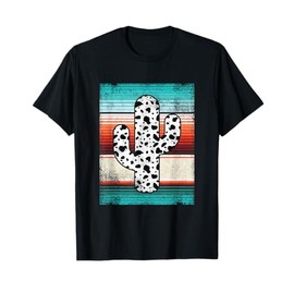 Funny Western Cactus Leopard Cheetah Print Turquoise Serape T-Shirt
