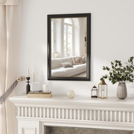 Axeman 24x36 Rectangular Wall Mirror, Decorative Bathroom Mirror, Traditional Vintage Wall Mounted Mirror with Beaded Frame for Accent Living Room Vanity Bedroom Entryway, Black