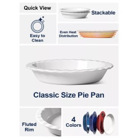 LE TAUCI Ceramic Pie Pans for Baking, 9 Inches Pie Plate for Apple Pie, Round...