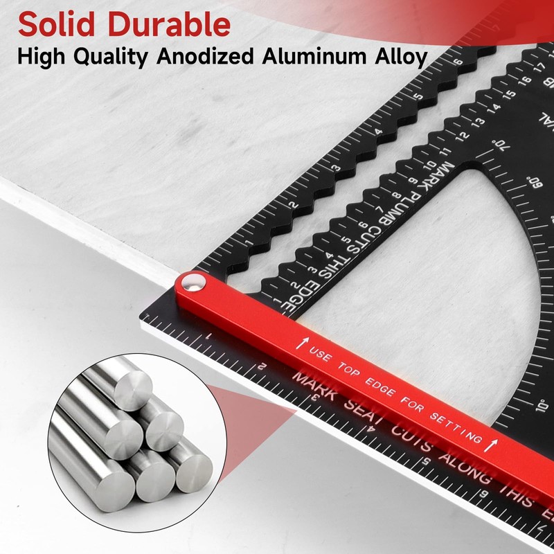 Dajianglx 12 Inch Aluminum Carpenter Square, Woodworking Adjustable Rafter Framing