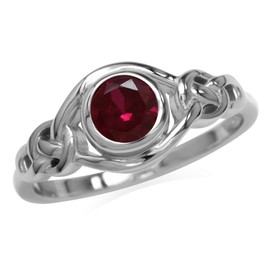 Silvershake Created Red Ruby White Gold Plated 925 Sterling Silver Celtic Knot Ring Size 10