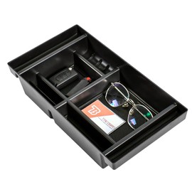 TACOBRO Center Console Organizer Compatible with 2019-2022 Chevy Silverado 1500 / GMC Sierra 1500 and 2020-2023 Silverado/Sierra 2500/3500HD Accessories - Full Console w/Bucket Seats ONLY, Black