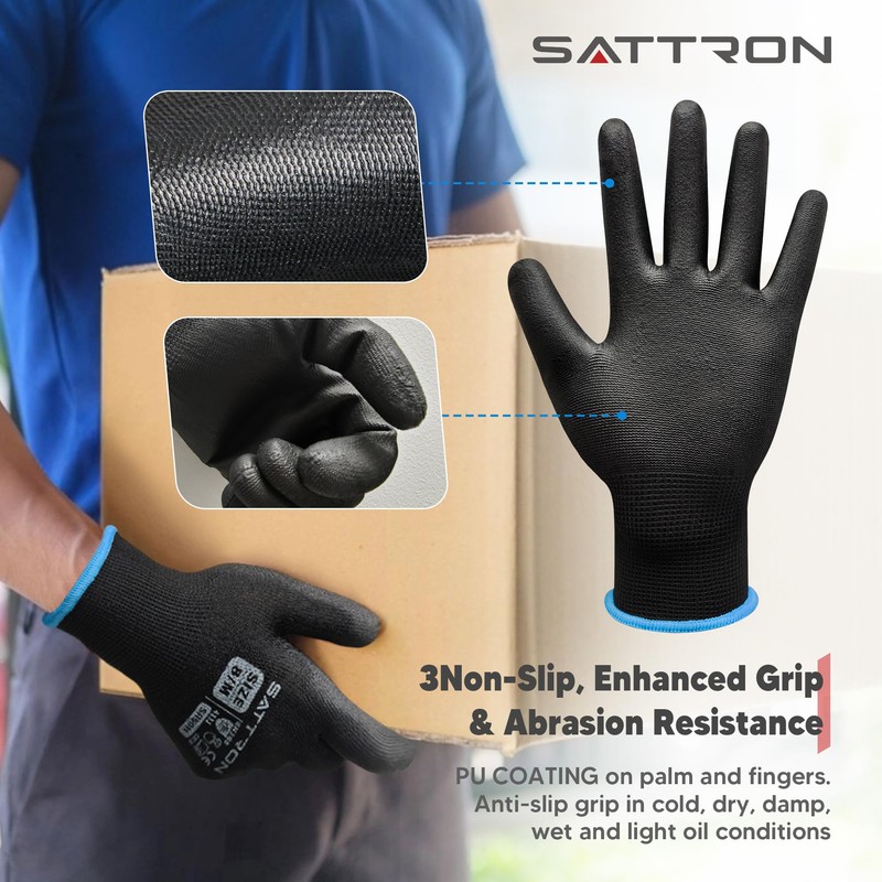 Safety Work Gloves PU Coated-12 Pairs Touchscreen Working Gloves Seamless