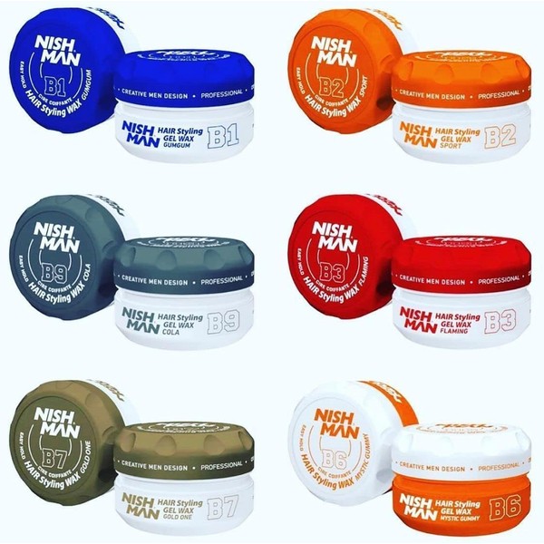 Nishman Hair Styling Wax for Men, B1 GumGum, Gummy Wax
