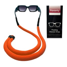 Favanty Floating Glasses Strap for Sport 2PCS（Black，Orange） Adjustable Anti-slip Sunglasses Strap for Men Women Kids，Surf Eye Glasses Holders Around Neck，Swim loupes strap Eyeglasses Lanyard