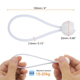 HARFINGTON 20Pcs Ball Bungee Cords 4" Heavy Duty Bungee Cord Balls Bungee Cords with Balls Tarp Bungee Balls Ties for Tent Camping Cargo Holding Wire and Hoses, White