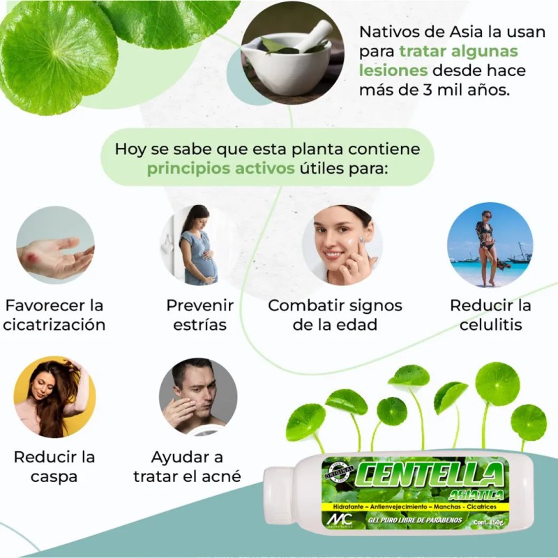 Gel Centella Asiática Puro Antiedad Reafirmante Cicatrices