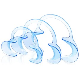 JMU Dental Cheek Retractor Mouth Opener for Teeth Whitening C-Shape Autoclavable, Clear Blue (Large,Small,Medium Pack of 3)