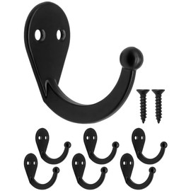 Fuxxer 6 Classic Iron Hooks Coat Hooks Clothes Hooks (Black)