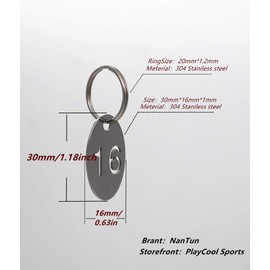 NanTun 304 Stainless Steel Oval Key Tags with Ring 20 pcs, Hollowed Number ID Tags Key Chain, Numbered Key Rings - 1 to 20
