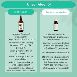 Sinoplasan Omega 3 Algae Oil with 998 mg DHA and 535 mg EPA per 2.5 ml // 100 ml // The Vegan Alternative to Fish Oil (Cherry) Liquid